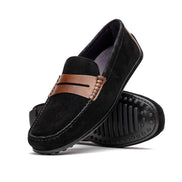 Monza Sueded Italian Calfskin Driver Black / Chestnut