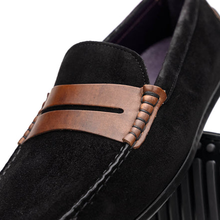 Monza Sueded Italian Calfskin Driver Black / Chestnut
