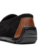 Monza Sueded Italian Calfskin Driver Black / Chestnut