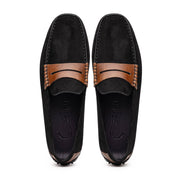 Monza Sueded Italian Calfskin Driver Black / Chestnut