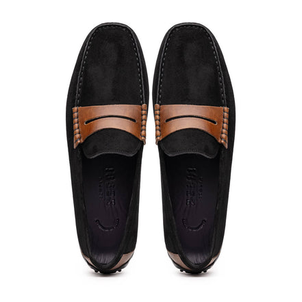 Monza Sueded Italian Calfskin Driver Black / Chestnut