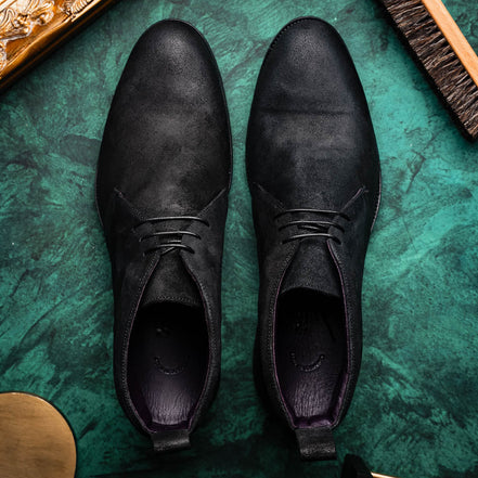 Rezza Suede Calfskin Chukka Boot Black