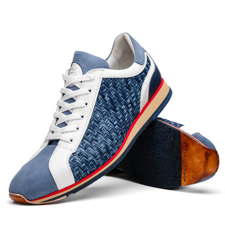 Ripi Calfskin Hand Weave Sneaker Blue