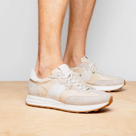 Roxi Suede & Calfskin Sneaker, Taupe