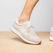 Roxi Suede & Calfskin Sneaker, Taupe