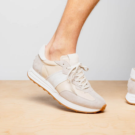 Roxi Suede & Calfskin Sneaker, Taupe