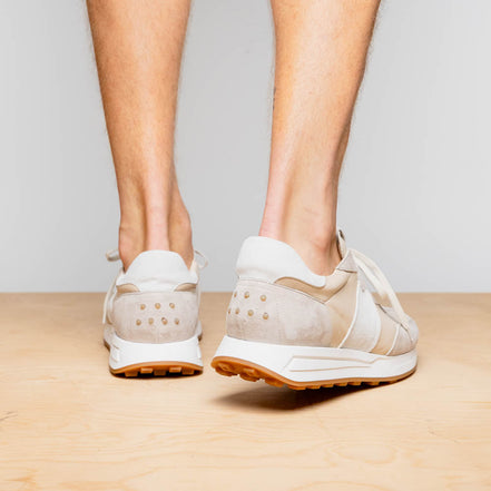 Roxi Suede & Calfskin Sneaker, Taupe