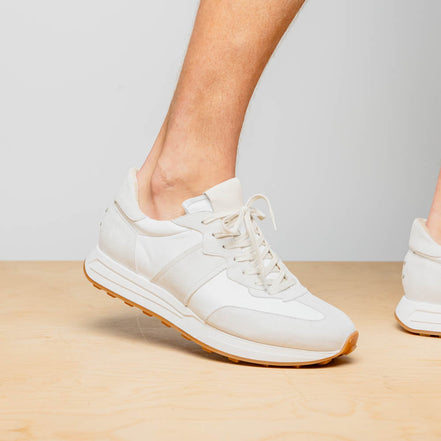 Roxi Suede & Calfskin Sneaker, White