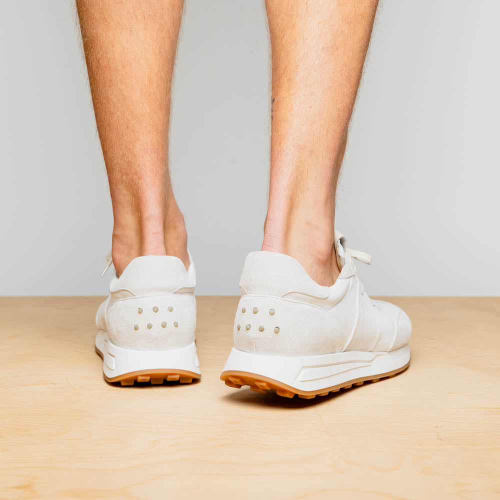 Roxi Suede & Calfskin Sneaker, White