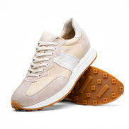 Roxi Suede & Calfskin Sneaker, Taupe