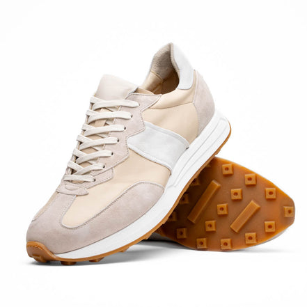 Roxi Suede & Calfskin Sneaker, Taupe