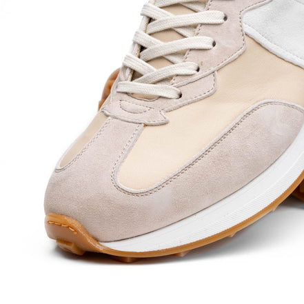 Roxi Suede & Calfskin Sneaker, Taupe