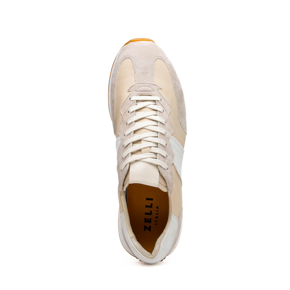 Roxi Suede & Calfskin Sneaker, Taupe