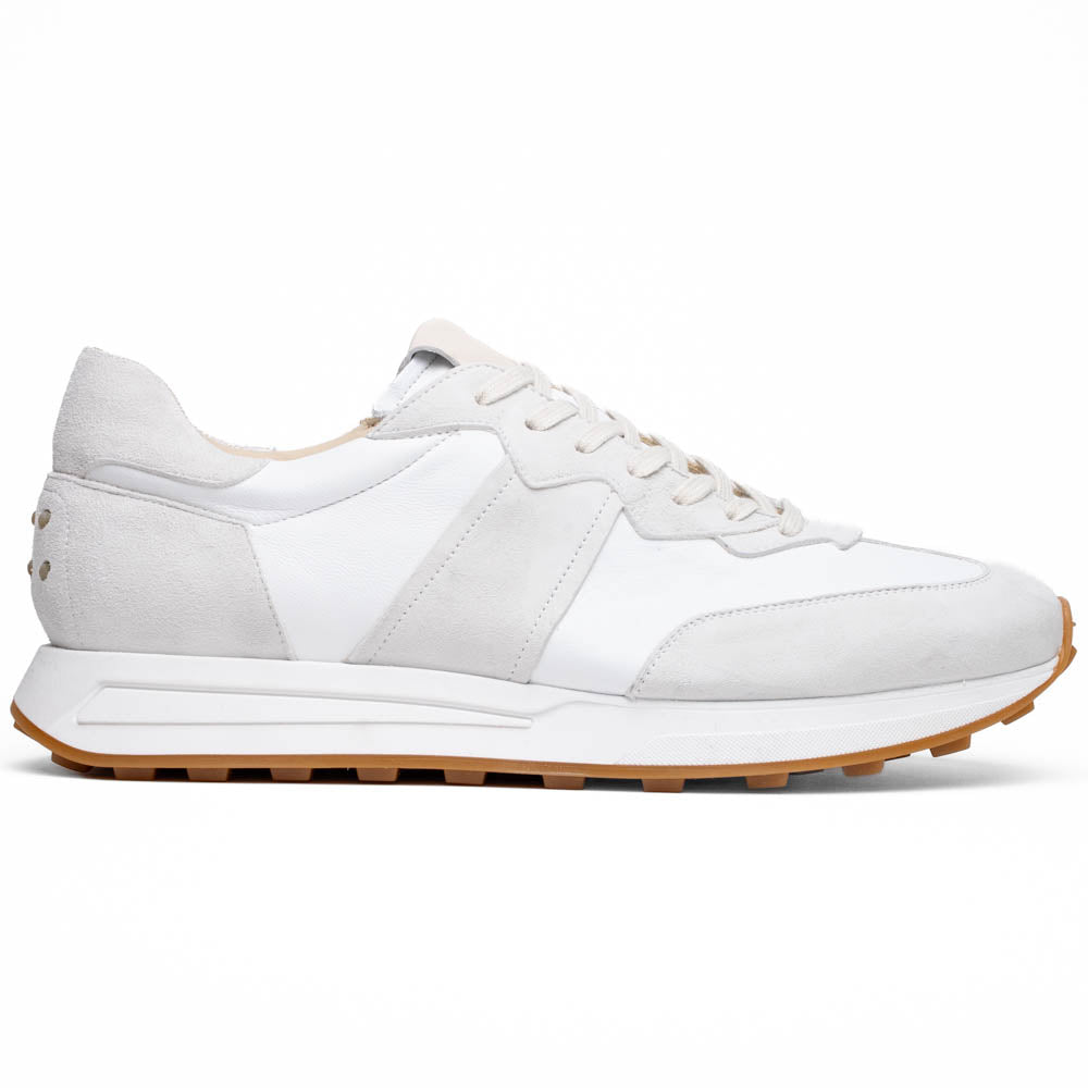 Roxi Suede & Calfskin Sneaker, White