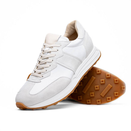 Roxi Suede & Calfskin Sneaker, White