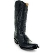 Men's Black Ostrich Print Cowboy Boots