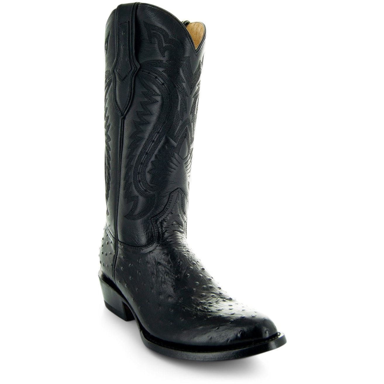Men's Black Ostrich Print Cowboy Boots
