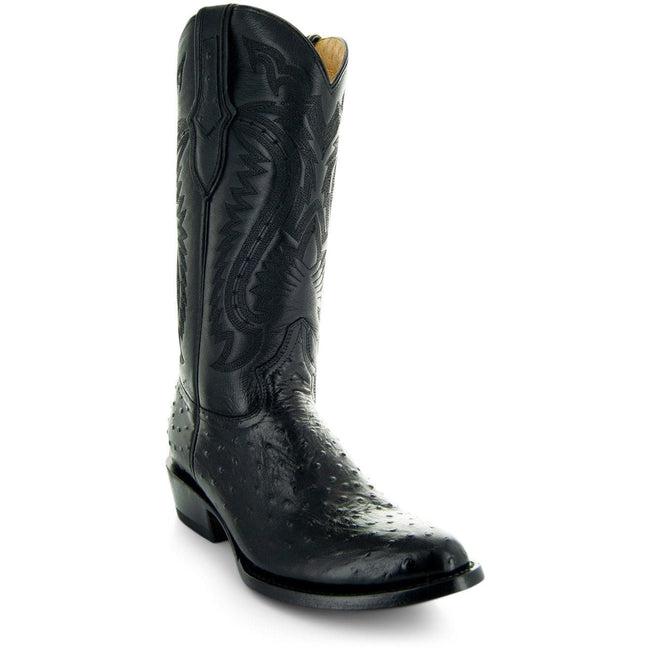 Men's Black Ostrich Print Cowboy Boots