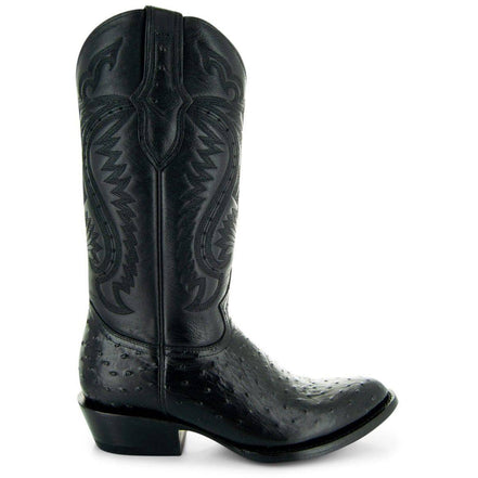 Men's Black Ostrich Print Cowboy Boots