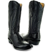 Men's Black Ostrich Print Cowboy Boots