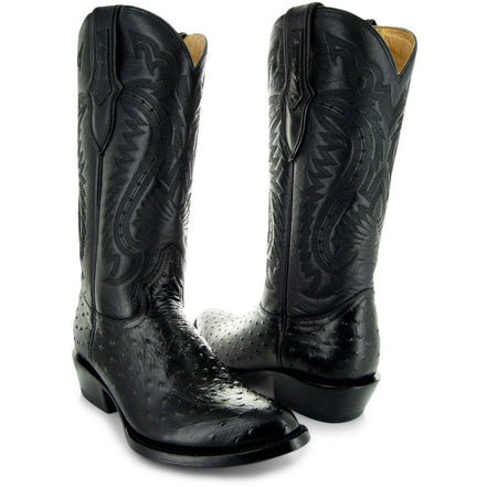 Men's Black Ostrich Print Cowboy Boots