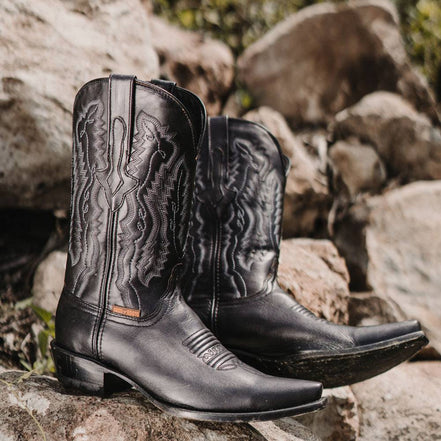 Men's Snip Toe Cowboy Boots Black | Soto Boots
