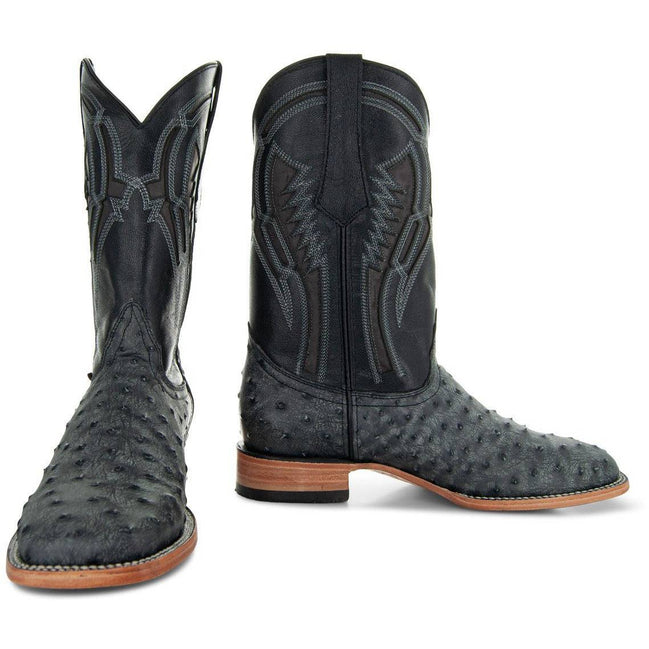 Soto Boots Mens Out of the Wild Black Ostrich Print Boots