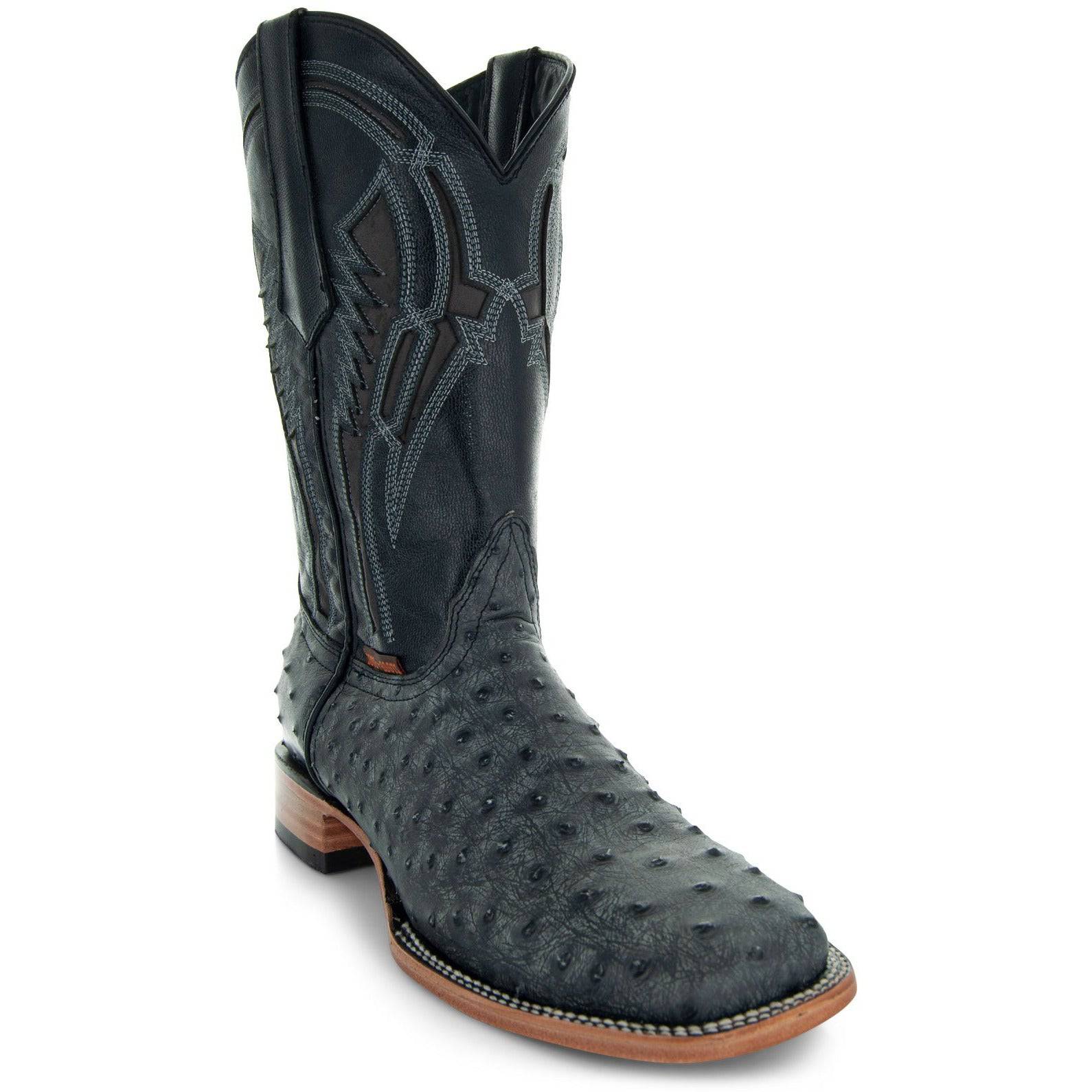 Soto Boots Mens Out of the Wild Black Ostrich Print Boots