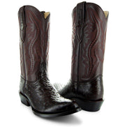 Men's  Brown Ostrich Print Cowboy Boots