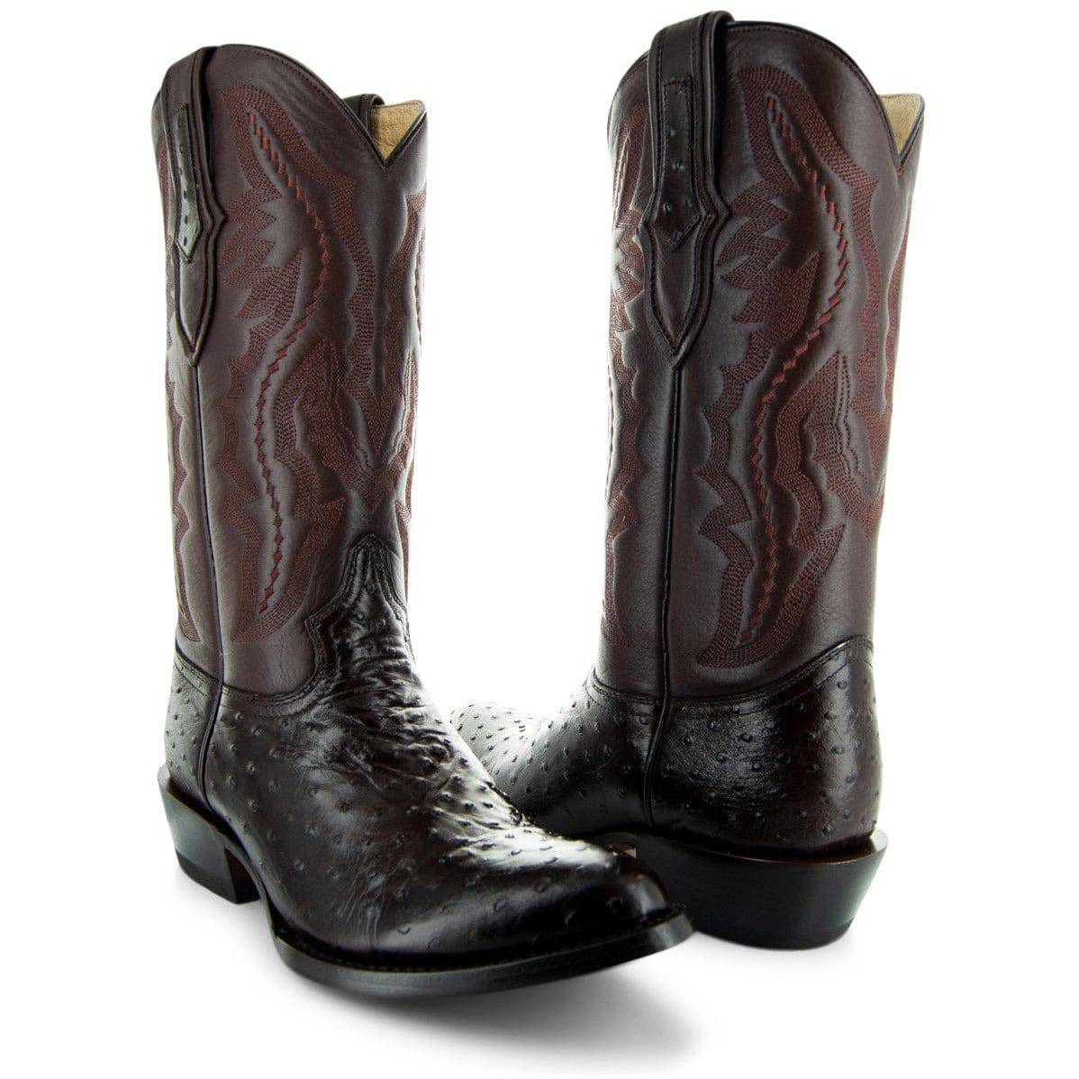Men's  Brown Ostrich Print Cowboy Boots