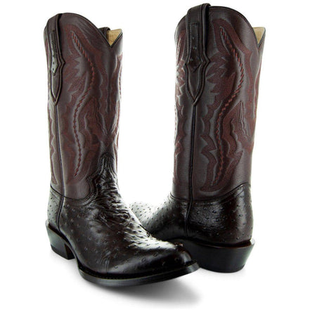 Men's  Brown Ostrich Print Cowboy Boots