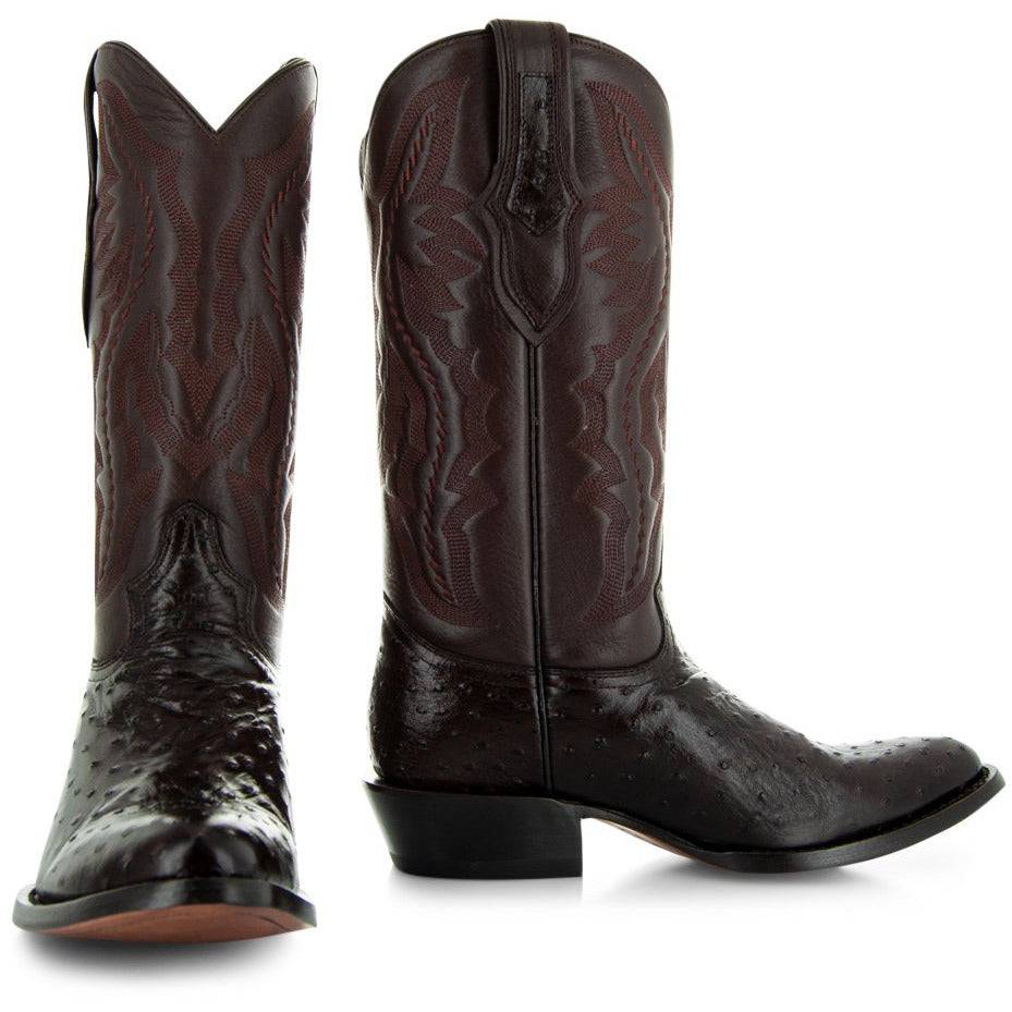 Men's  Brown Ostrich Print Cowboy Boots