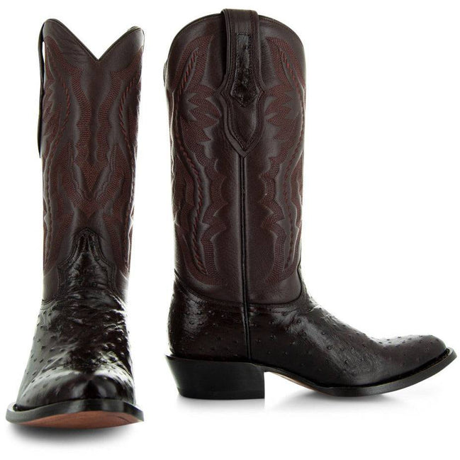 Men's  Brown Ostrich Print Cowboy Boots