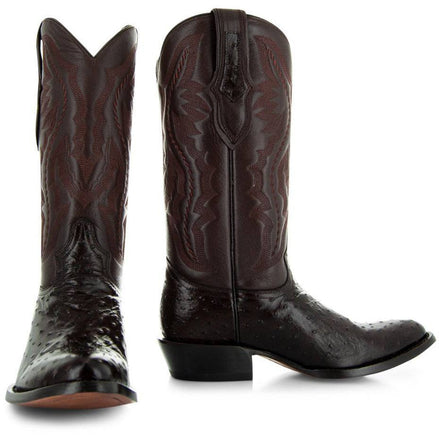 Men's  Brown Ostrich Print Cowboy Boots