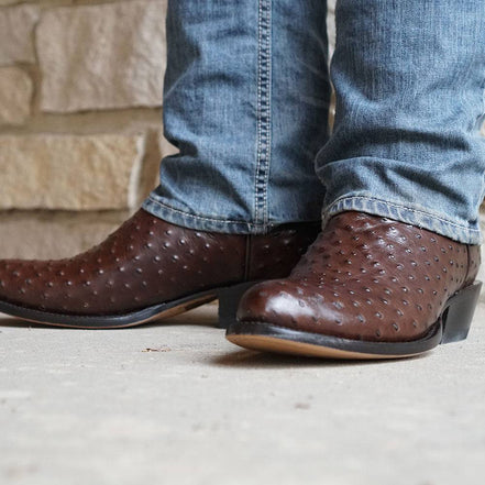 Men's  Brown Ostrich Print Cowboy Boots