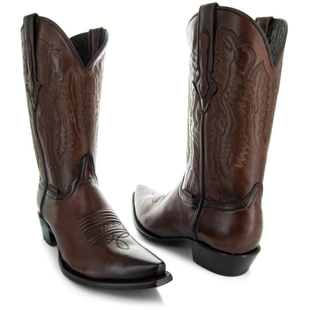Men's Snip Toe Cowboy Boots Burnished Brown