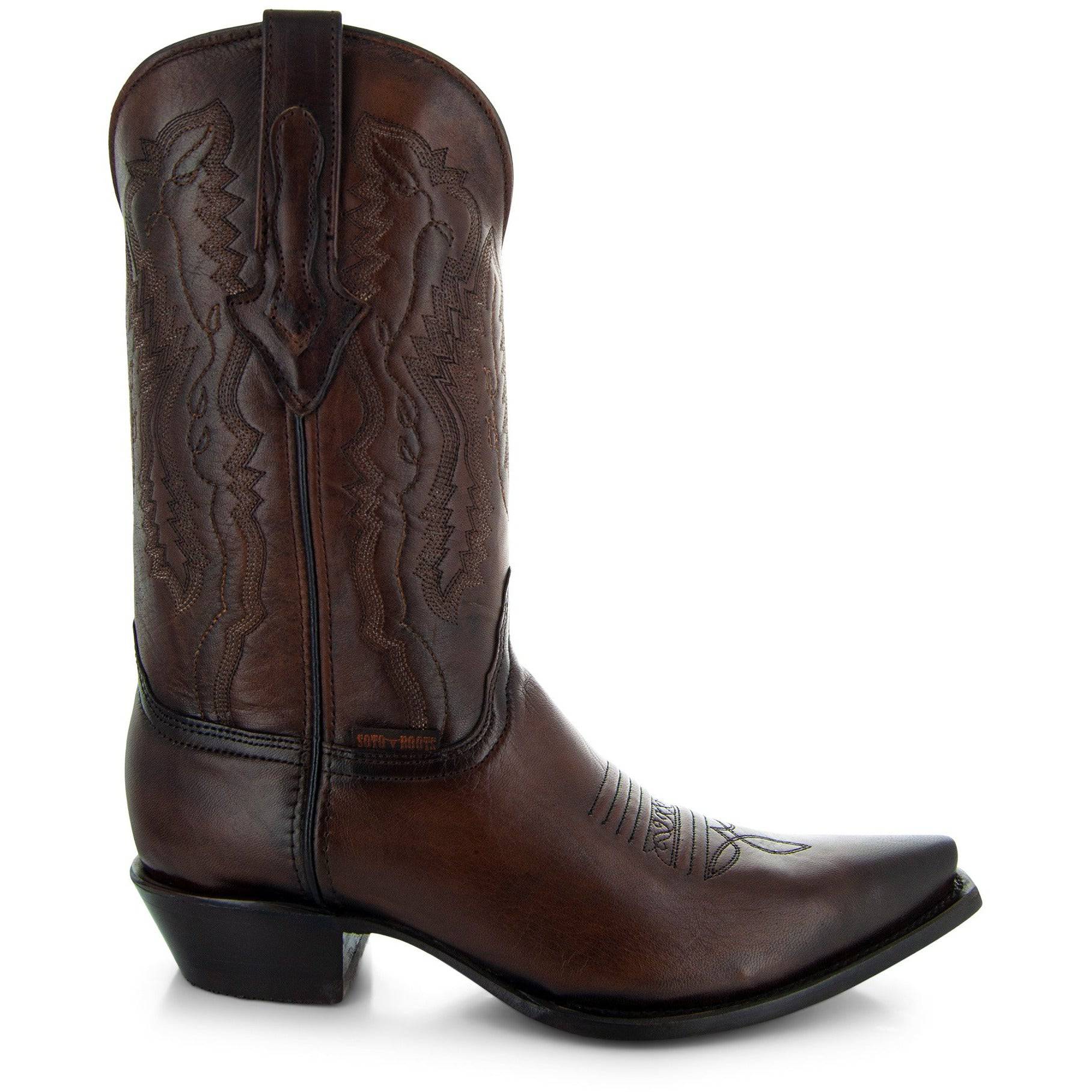 Men's Snip Toe Cowboy Boots Burnished Brown