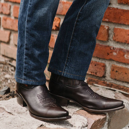 Men's Snip Toe Cowboy Boots Burnished Brown