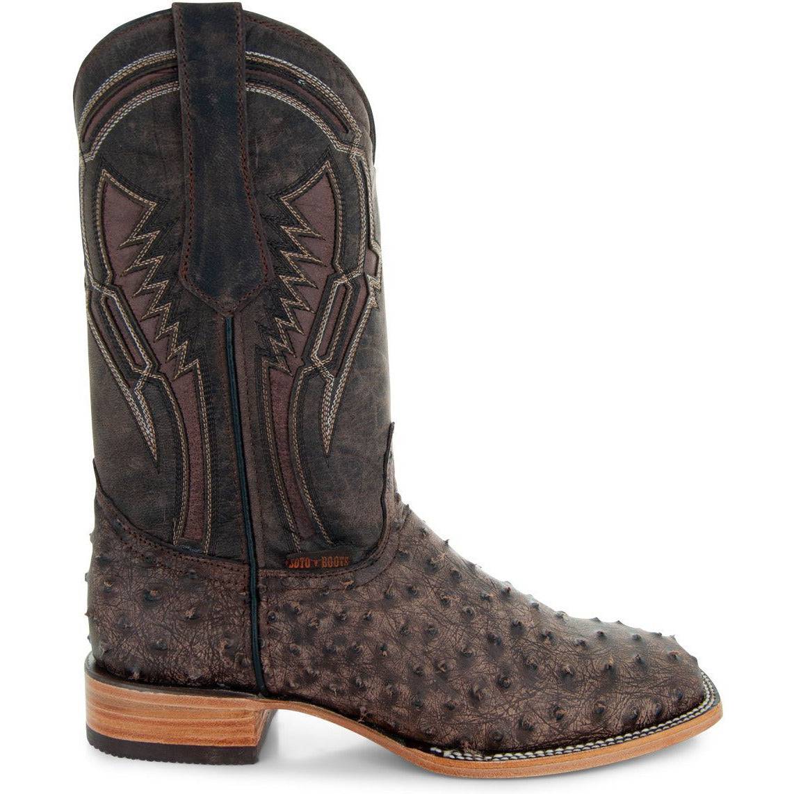 Soto Boots Mens Out of the Wild Brown Ostrich Print Boots