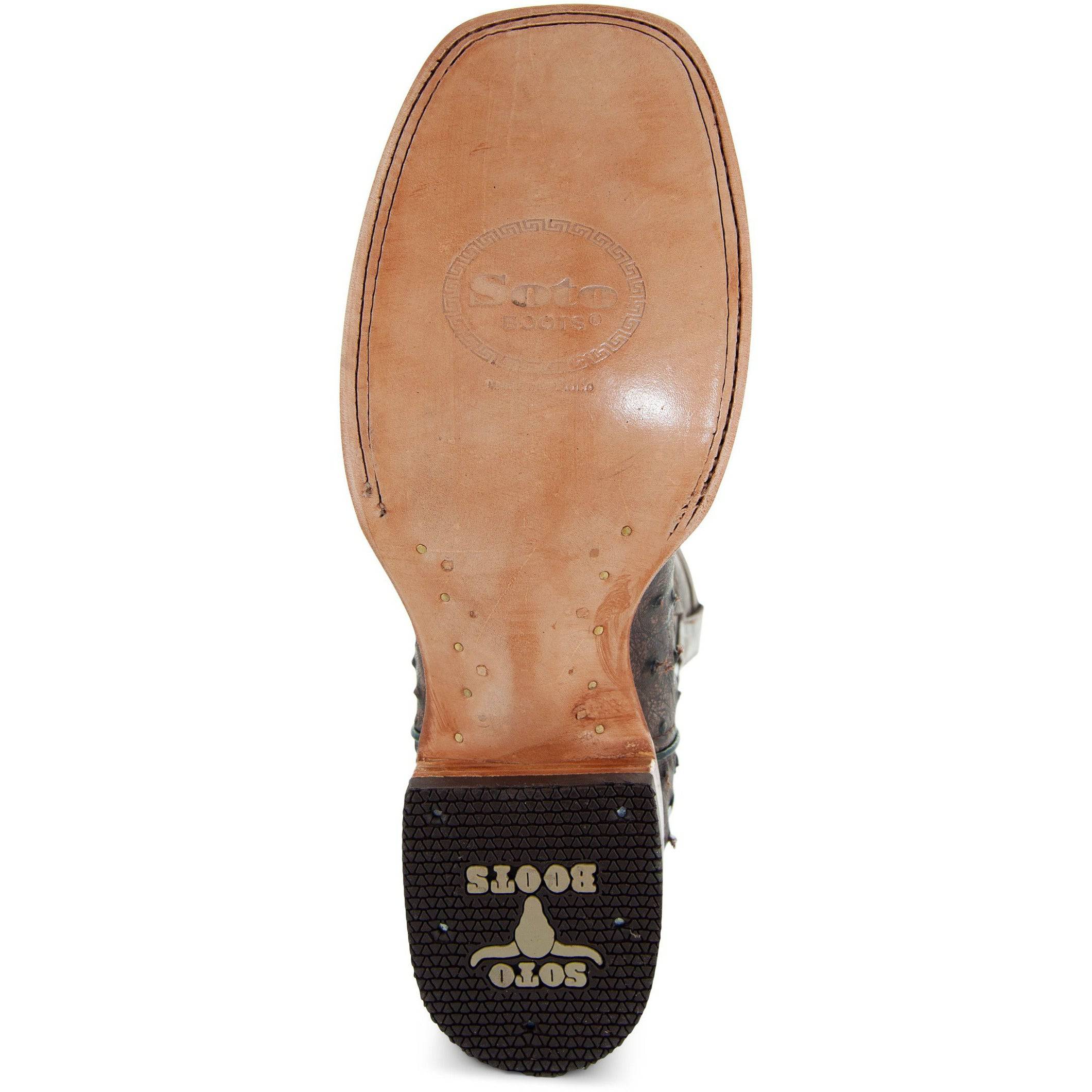 Soto Boots Mens Out of the Wild Brown Ostrich Print Boots