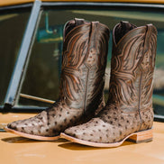 Soto Boots Mens Out of the Wild Brown Ostrich Print Boots