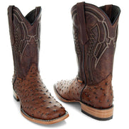 Soto Boots Mens Out of the Wild Cognac Ostrich Print Boots