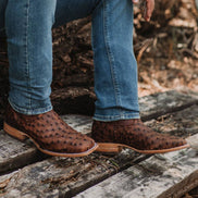Soto Boots Mens Out of the Wild Cognac Ostrich Print Boots