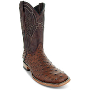 Soto Boots Mens Out of the Wild Cognac Ostrich Print Boots
