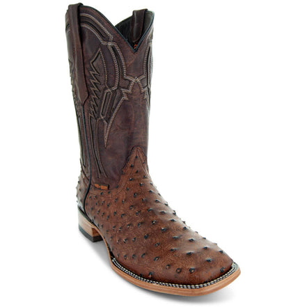 Soto Boots Mens Out of the Wild Cognac Ostrich Print Boots