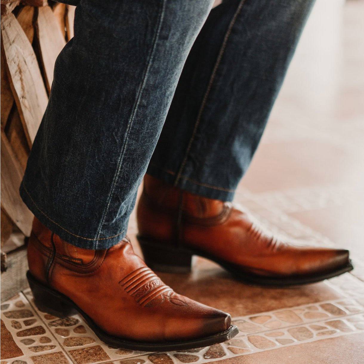 Men's Snip Toe Cowboy Boots Tan | Soto Boots
