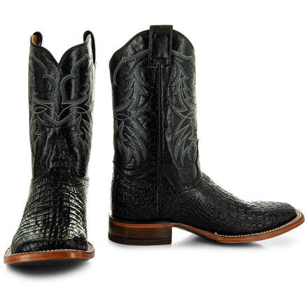 Black Caiman Belly Print Men's Cowboy Boots