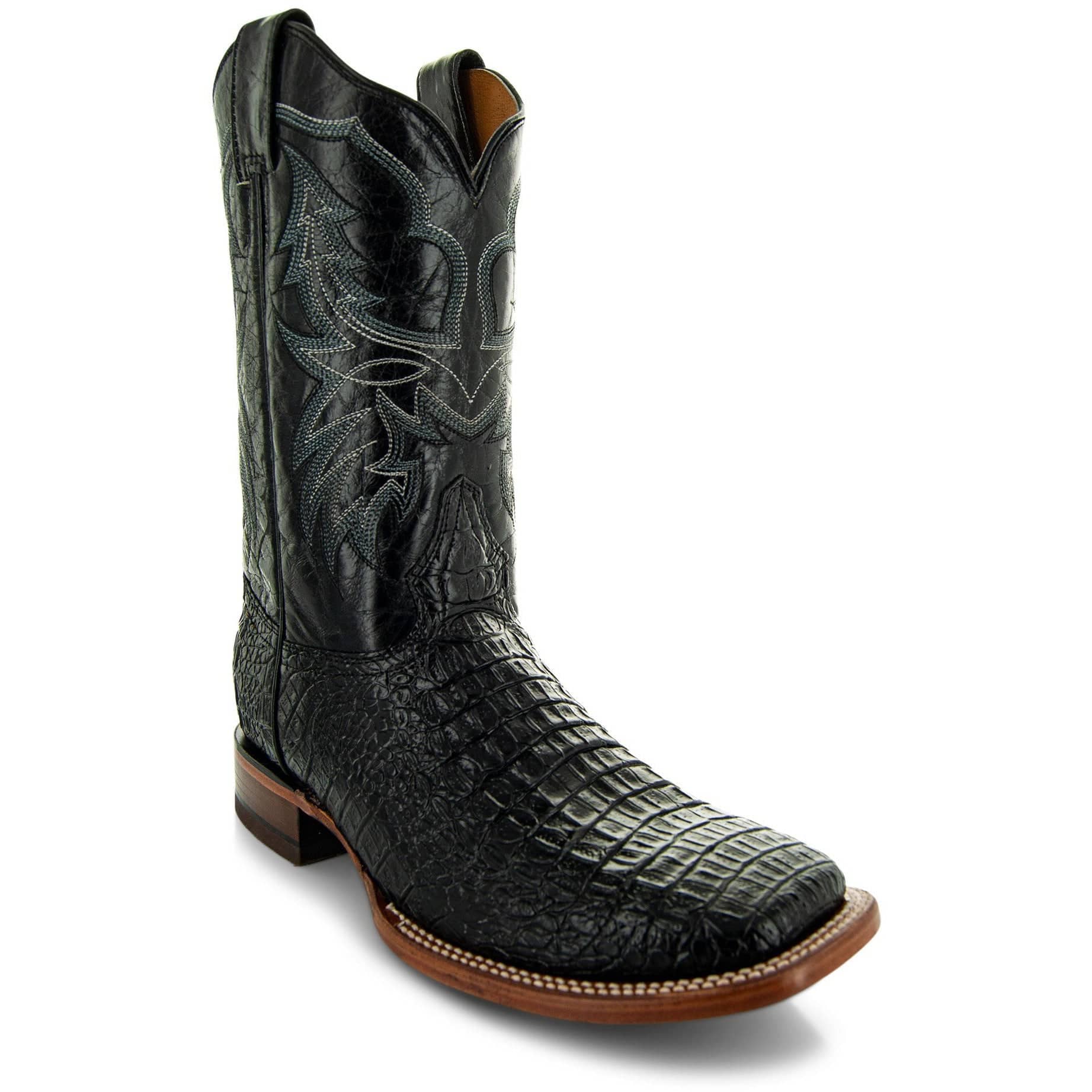 Black Caiman Belly Print Men's Cowboy Boots