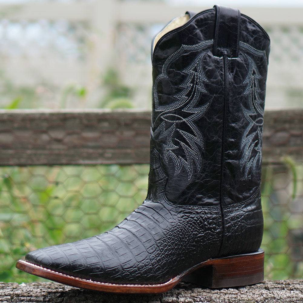 Black Caiman Belly Print Men's Cowboy Boots