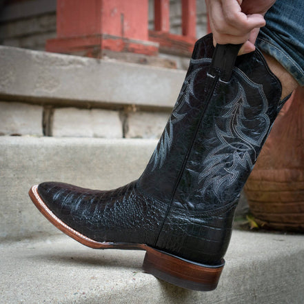 Black Caiman Belly Print Men's Cowboy Boots